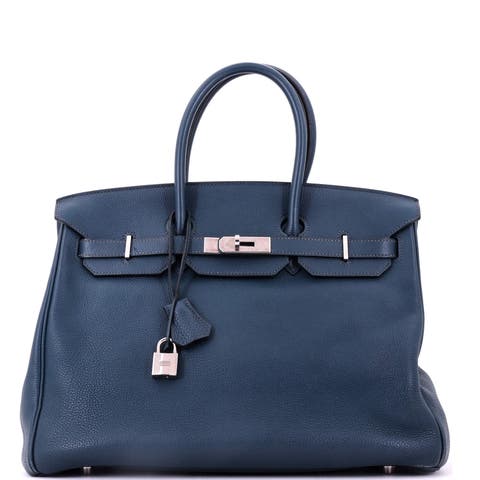 Birkin Handbag Blue Togo with Palladium Hardware 35