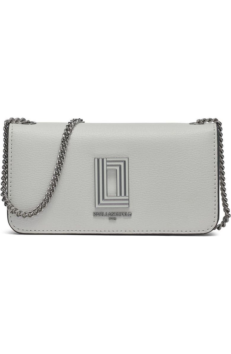 KARL LAGERFELD PARIS Kosette Shoulder, Main, color, Winter White/Silver