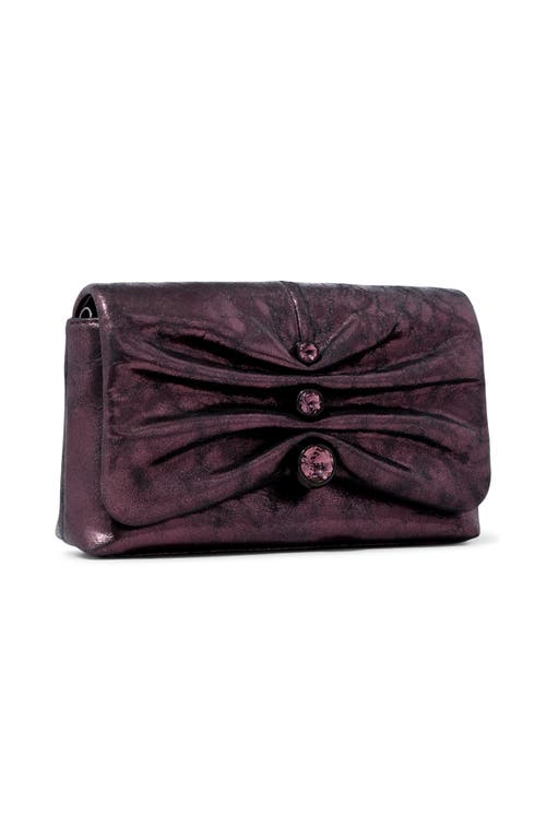 Alexis Bittar Ruched Crystal Metallic Leather Clutch In Purple