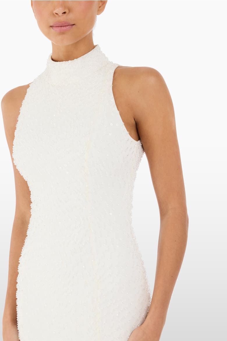 Mischief Embellished High-Neck Maxi Dress, Alternate, color, Ivory
