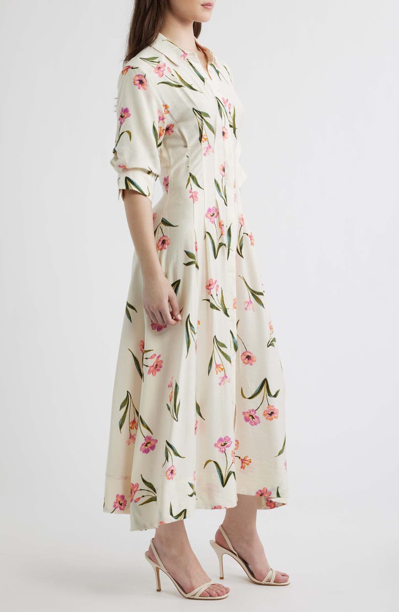 CeCe Print Puff Sleeve Maxi Dress, Alternate, color, New Ivory