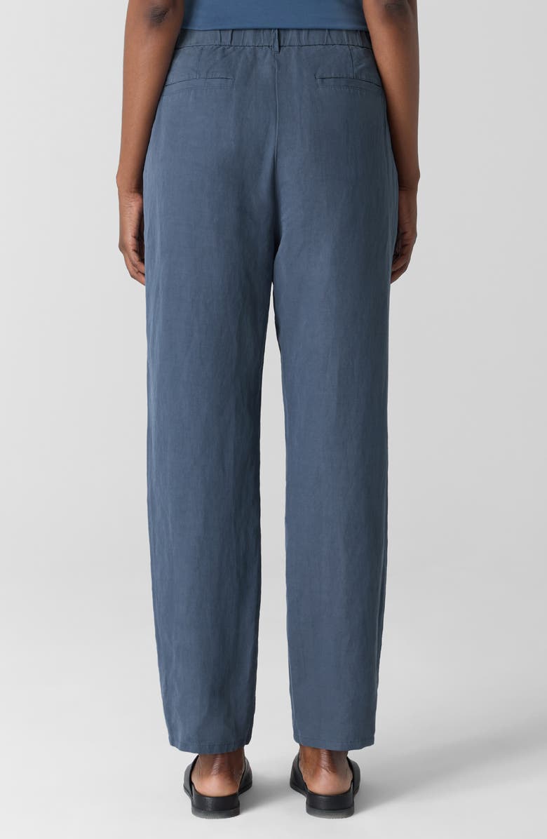 Eileen Fisher Pleated Organic Linen & Silk Ankle Pants, Alternate, color, Eclipse