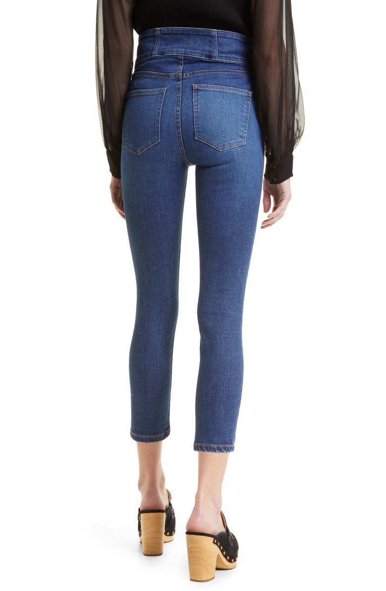 Veronica Beard Katherine Corset High Waist Ankle Skinny Jeans, Alternate, color, 