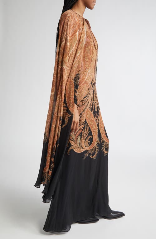 Zimmermann Womens Black Paisley Hypnotic Caped Woven Maxi Dress Xs In Brown