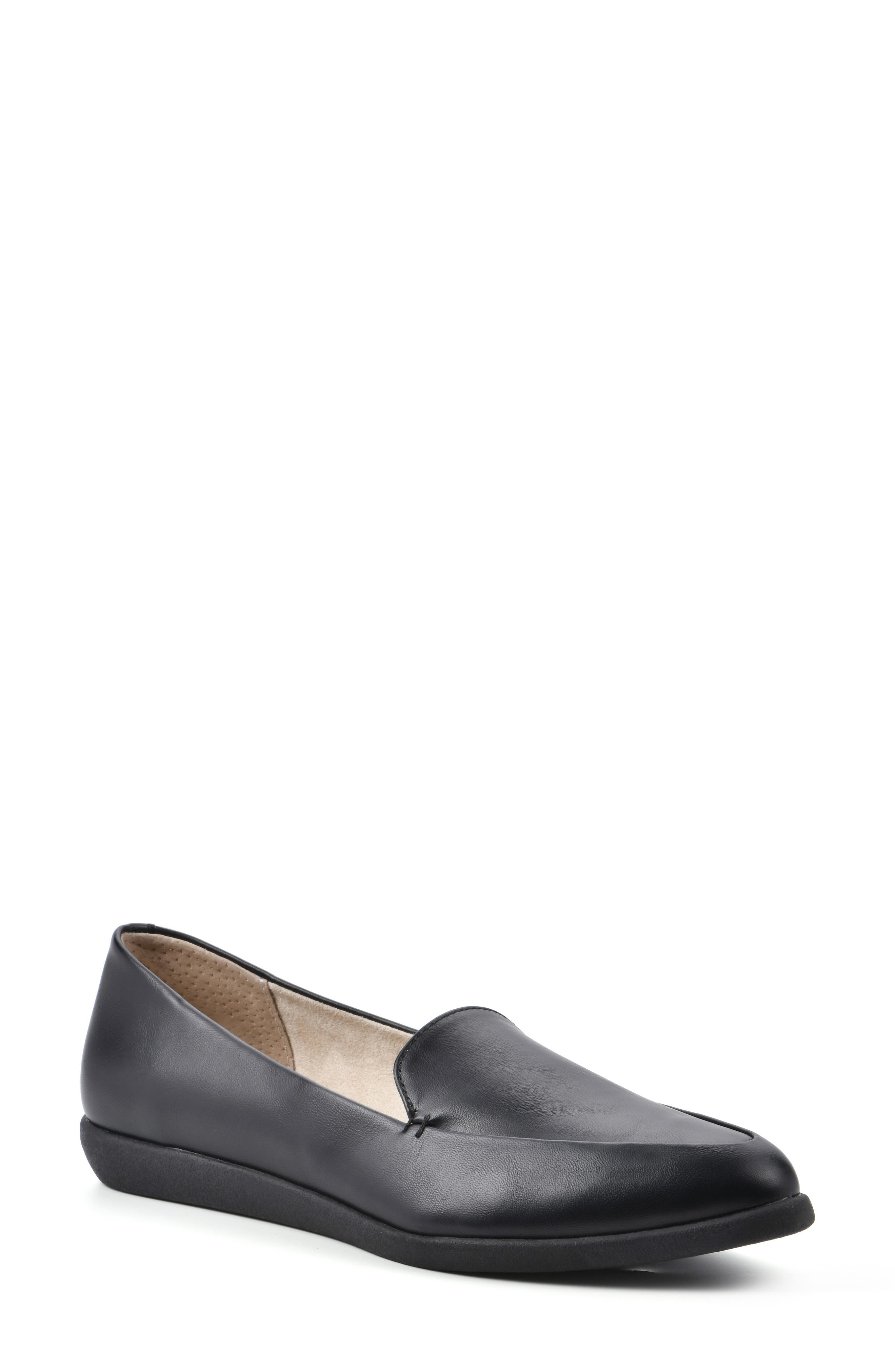 Mint Pointed Toe Loafer, Main, color, BLACK/ SMOOTH