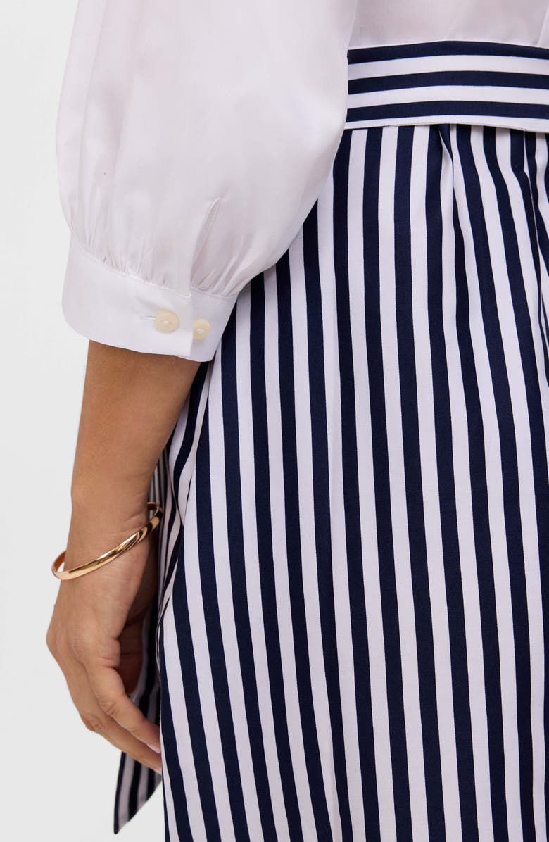 Foxcroft Esther Belted Stripe & Paisley Print Shirtdress, Alternate, color, White Multi