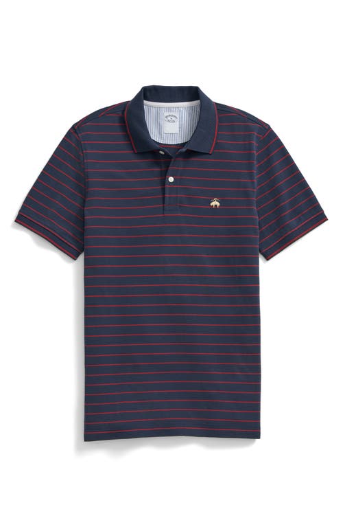 Brooks Brothers Trim Fit Stripe Stretch Supima® Cotton Piqué Polo In Navy Multi