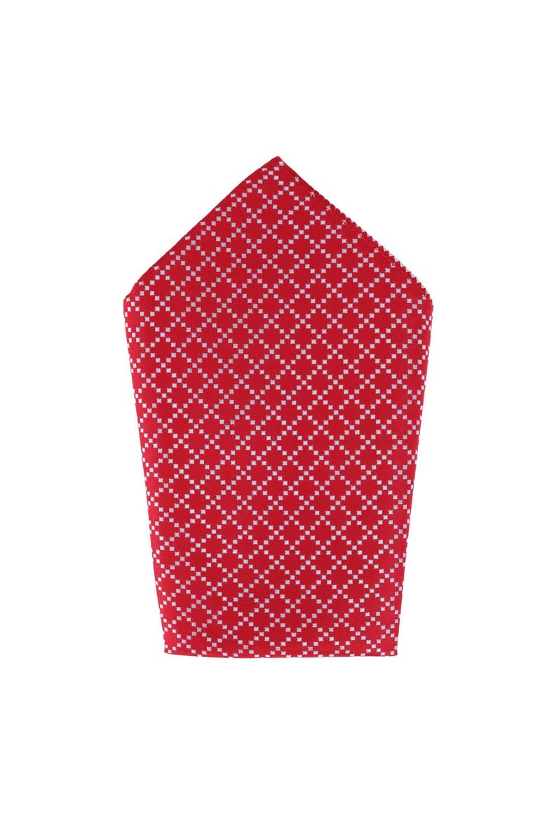 Rowan Geometric Pattern 12x12 Silk Pocket Square, Main, color, Red