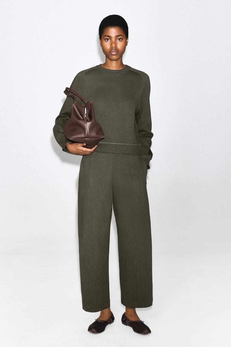 Cotton Barrel-leg Joggers, Alternate, color, BROWN