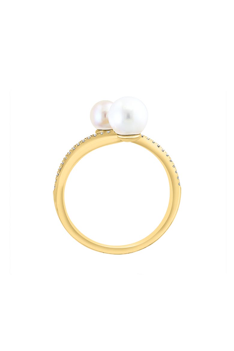 Diamond & Cultured Pearl Crossover Ring, Alternate, color, WHITE