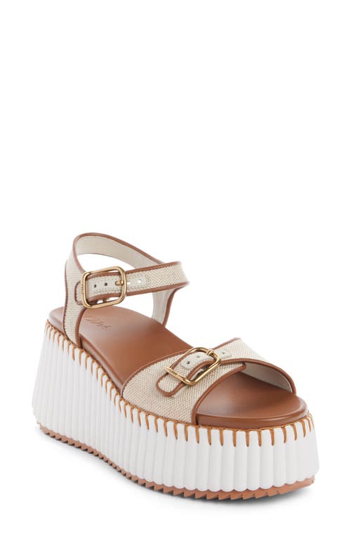 Chloé Nama Platform Wedge Sandal In White