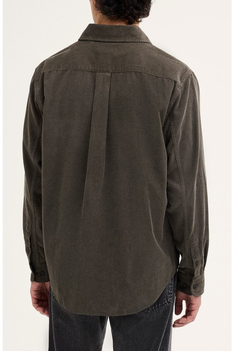 Corduroy Long Sleeve Button Up Shirt, Alternate, color, SOOT