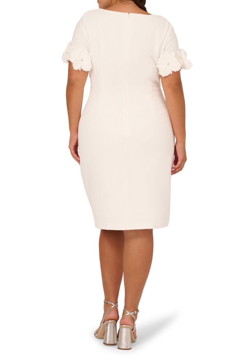 Floral Sleeve Crepe Sheath Dress, Alternate, color, IVORY