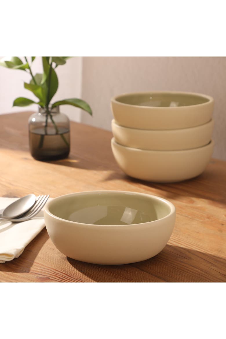 Port Gaia 4-Piece Reactive Glaze Stoneware Cereal Bowl Set, Alternate, color, Olive