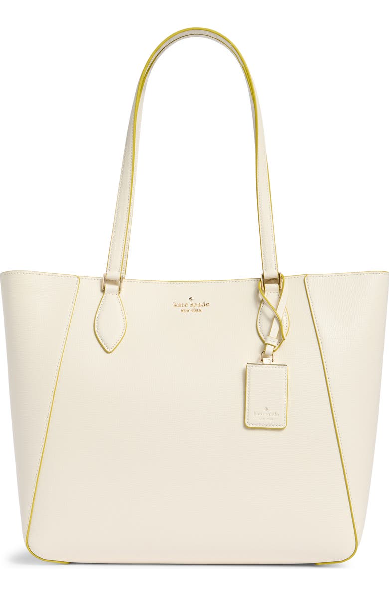 Kate Spade New York poppy refined grained leather tote bag, Main, color, Meringue