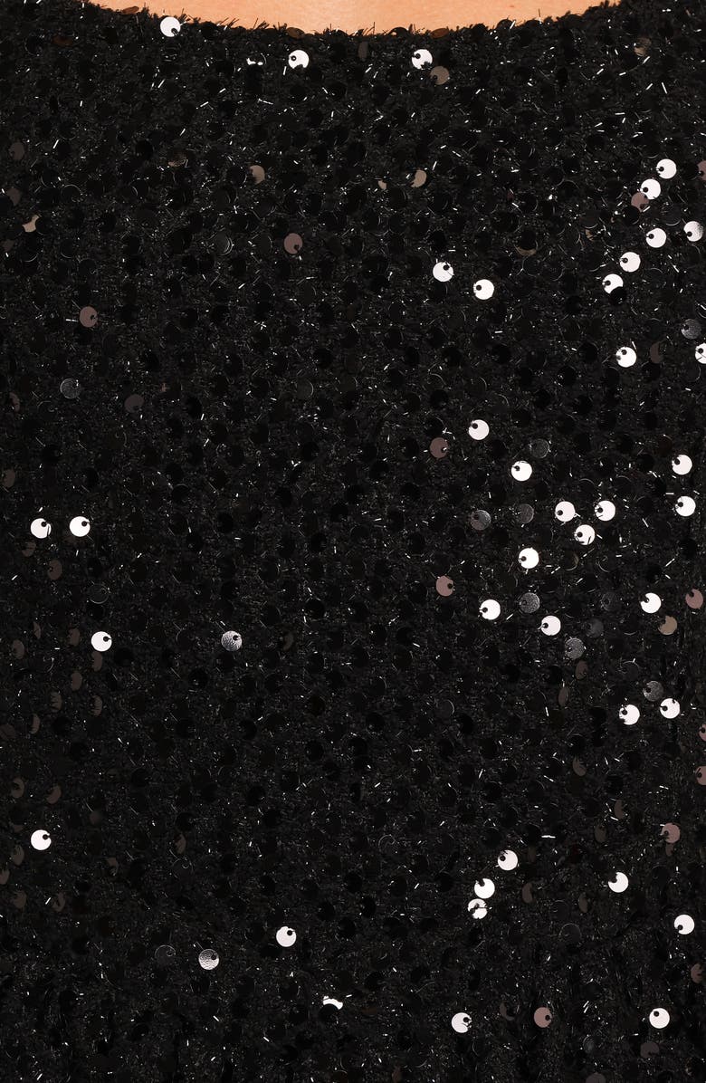 Petal & Pup Emma Sequin Fit & Flare Minidress, Alternate, color, Black