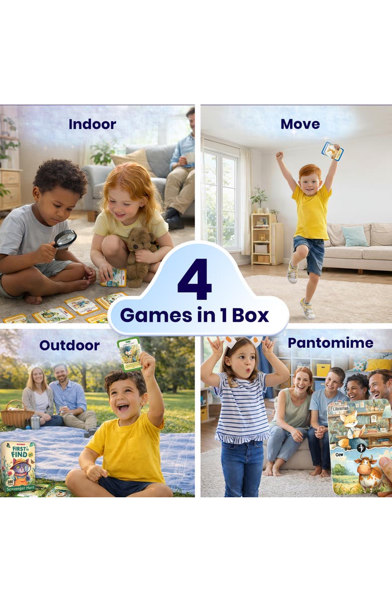 Quokka Kids Card Game Set Ages 4+ - 4 Games in 1 Box, 400 Creative Tasks, Alternate, color, Artistic Set Of 4