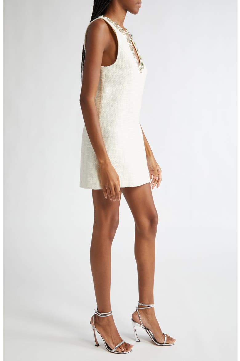 Franchelle Crystal Embellished Tweed Minidress, Alternate, color, GARDENIA