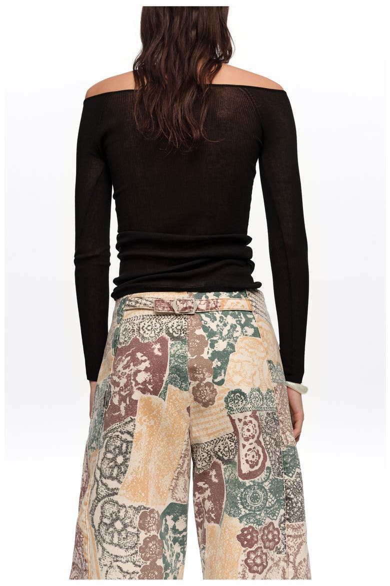 BARREL - Lace Jeans With Buckle, Alternate, color, LACE PRINT IVORY
