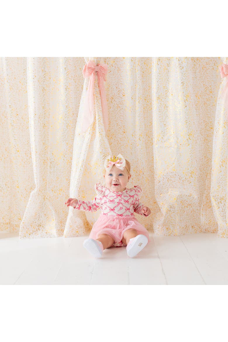 Princess Trellis Long Sleeve Tutu Bodysuit, Alternate, color, Pink
