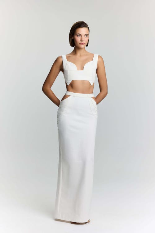 Jendue Us Elena Denim Crop Top In White