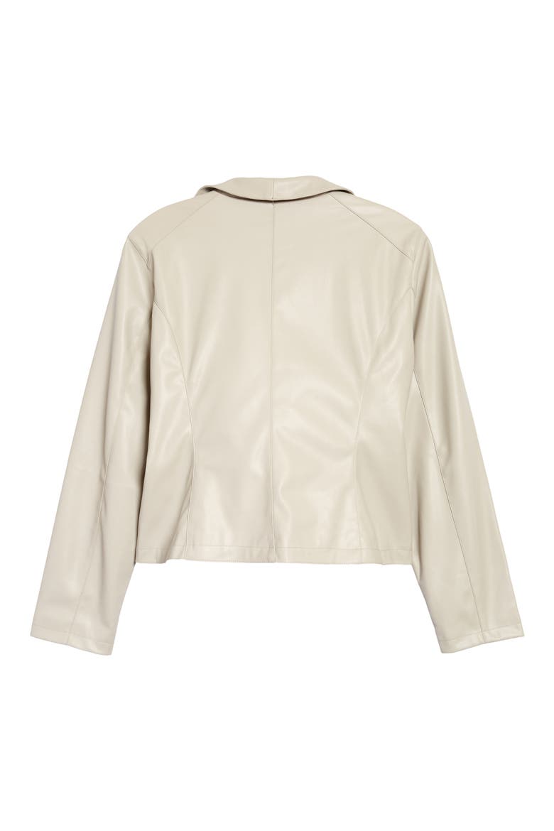 Drape Collar Faux Leather Jacket, Alternate, color, GREY FOG