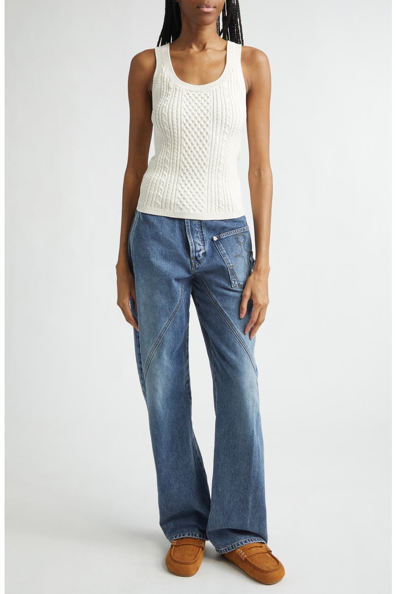 Cable Knit Sweater Tank, Alternate, color, IVORY