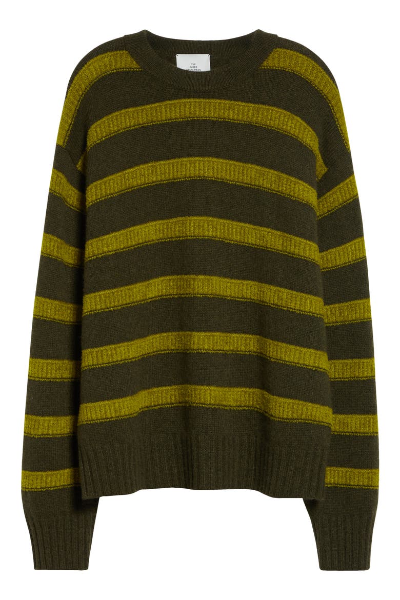 Ridgeline Stripe Oversize Cashmere Sweater, Alternate, color, SNAP PEA STRIPE