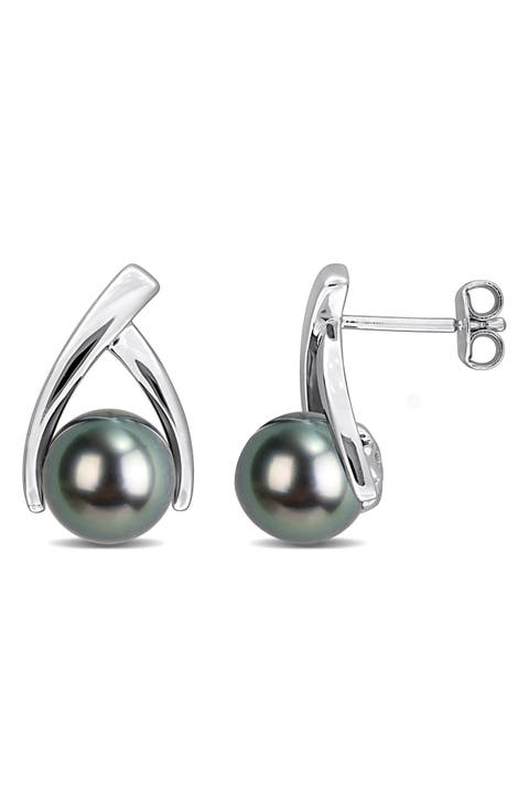 8-8.5mm Cultured Tahitian Pearl Drop Earrings