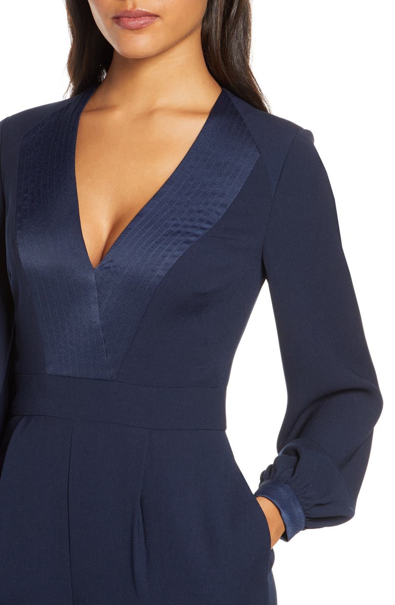 Eliza J Long Sleeve Wide Leg Jumpsuit, Alternate, color,