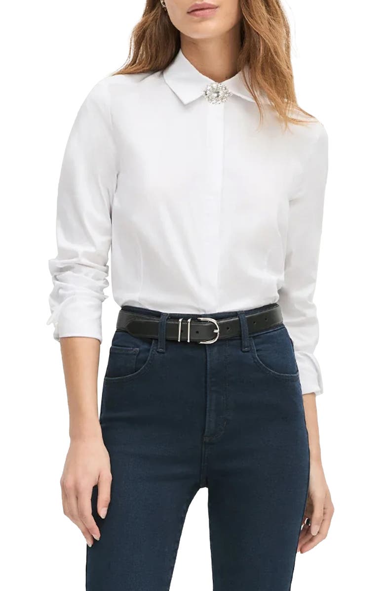 Favorite Daughter The Darling Embellished Shirt, Alternate, color, White