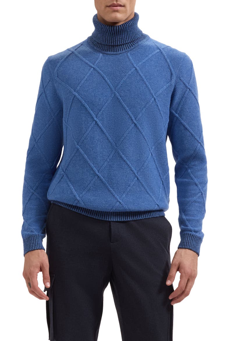 Diamond Turtleneck Sweater, Main, color, CLASSIC BLUE