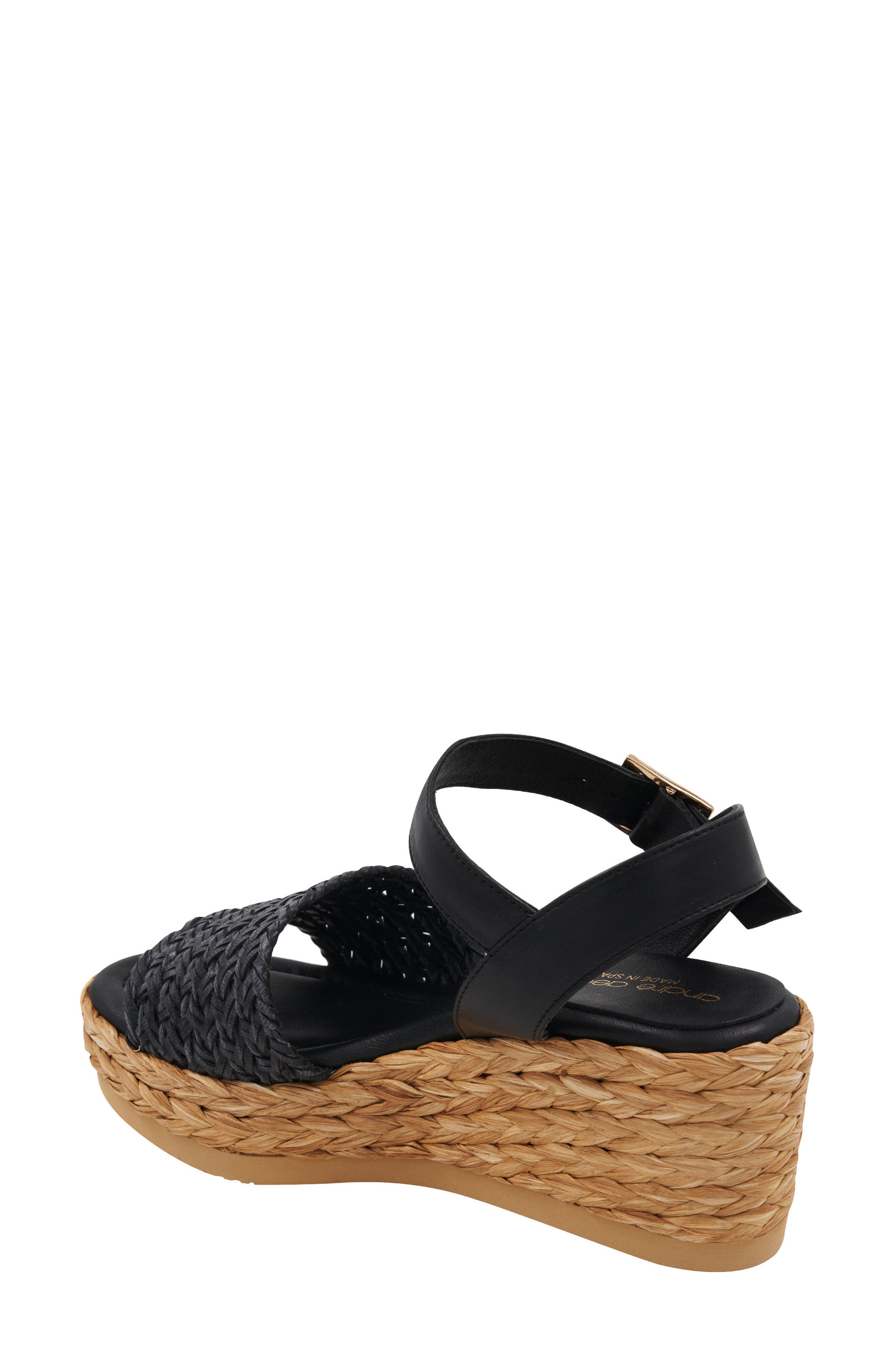André Assous Carissa Ankle Strap Espadrille Platform Wedge Sandal, Alternate, color, Black