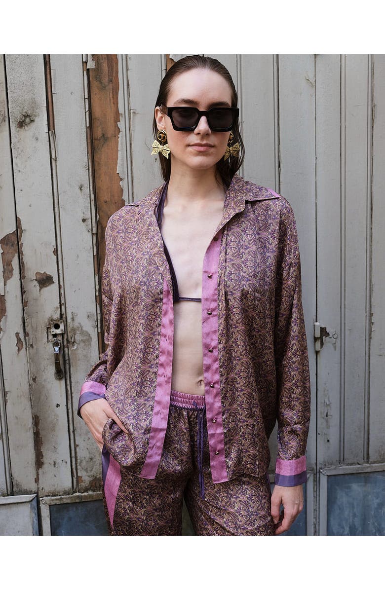 Monzlapur Paisley Motif Long Sleeve Shirt, Alternate, color, Lilac