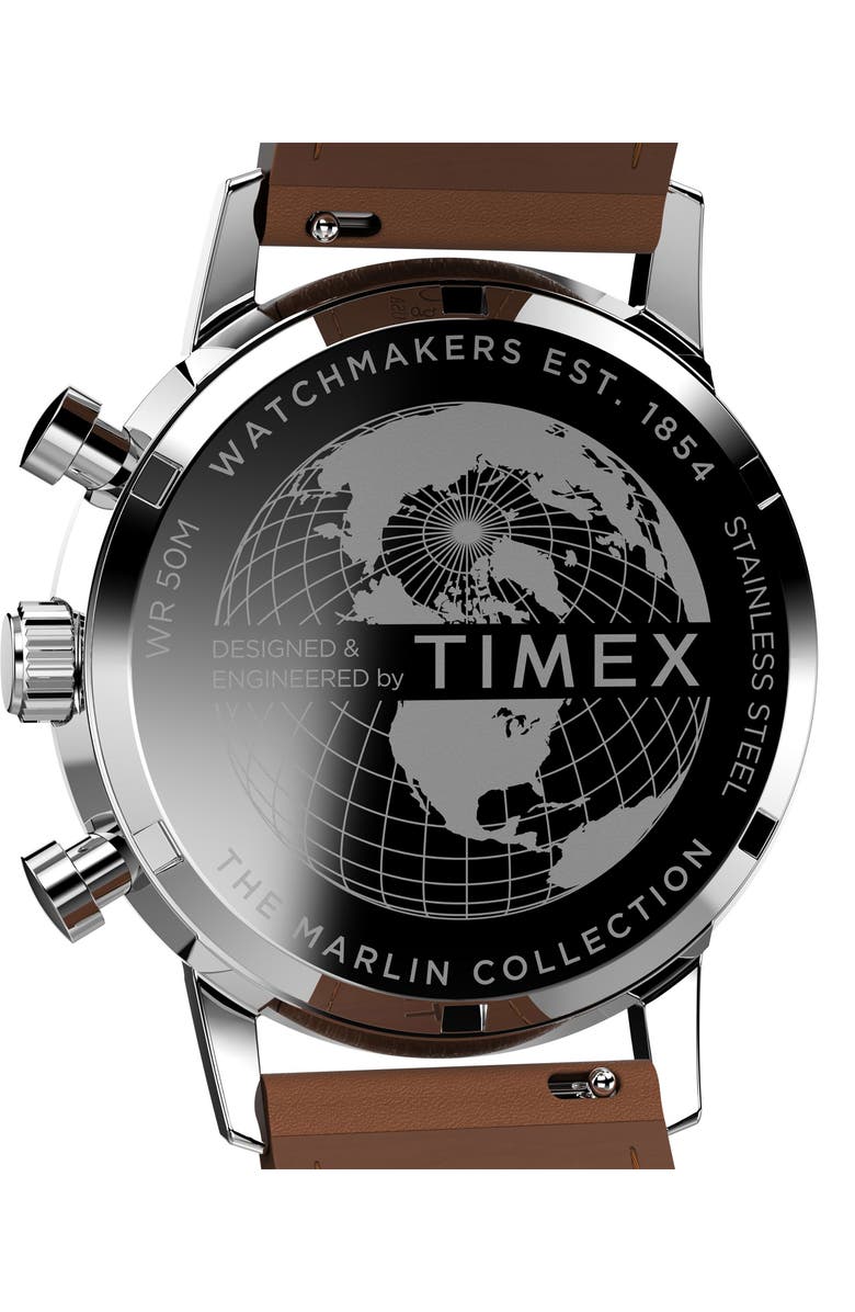 Timex<sup>®</sup> Marlin<sup>®</sup> Chronograph Leather Strap Watch, 40mm, Alternate, color, Brown