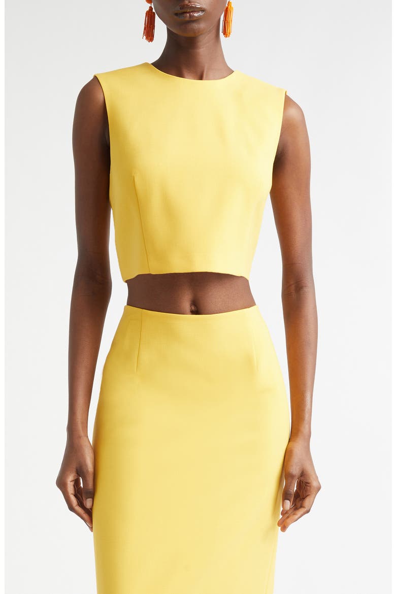 Stretch Virgin Wool Crop Top, Main, color, DAFFODIL