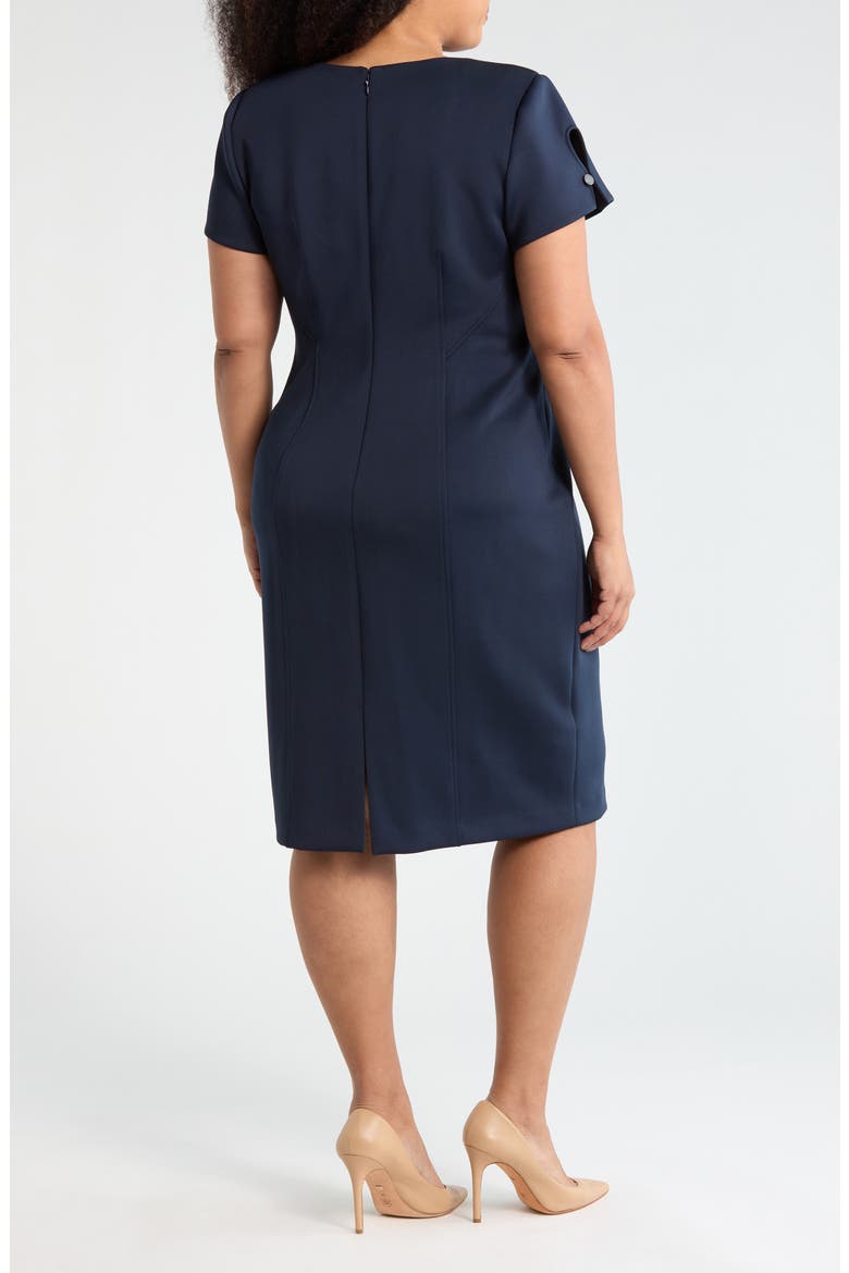 Short Sleeve Scuba Knit Sheath Dress, Alternate, color, INDIGO