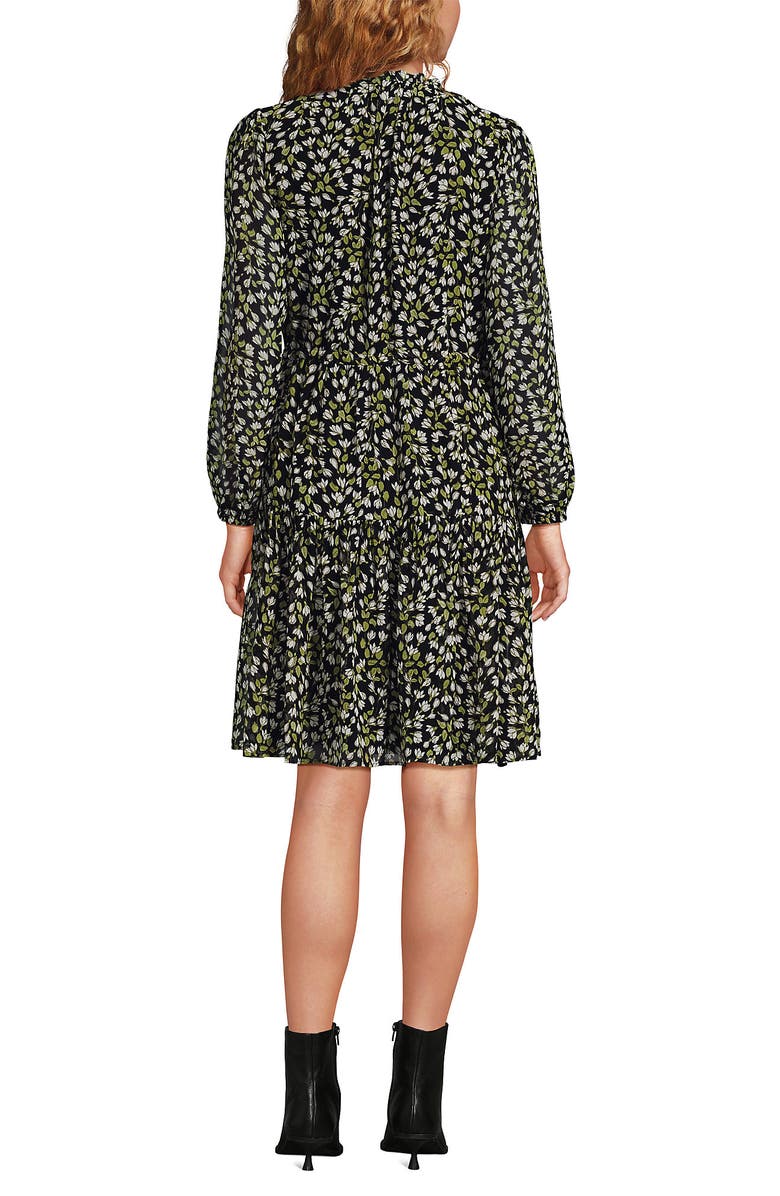 Lands' End Chiffon Above the Knee Adjustable Dress, Alternate, color, Black Mini Bloom Floral