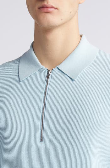 NN07 Hansie Zip Ribbed Organic Cotton Sweater Polo | Nordstrom