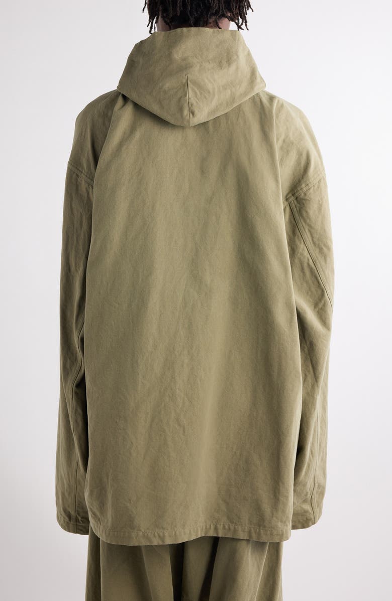 Balenciaga Oversize Cotton Hooded Jacket, Alternate, color, 3420 Linden