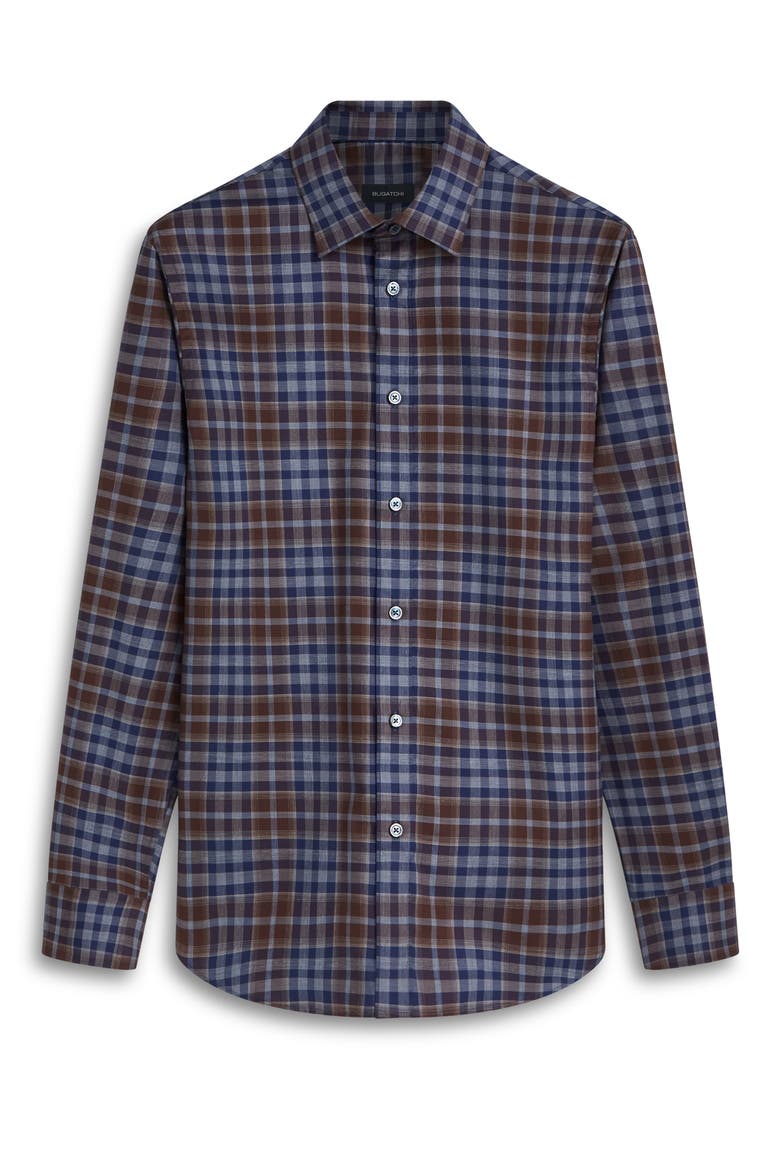Julian Plaid Print Cotton Button-Up Shirt, Alternate, color, TRUFFLE