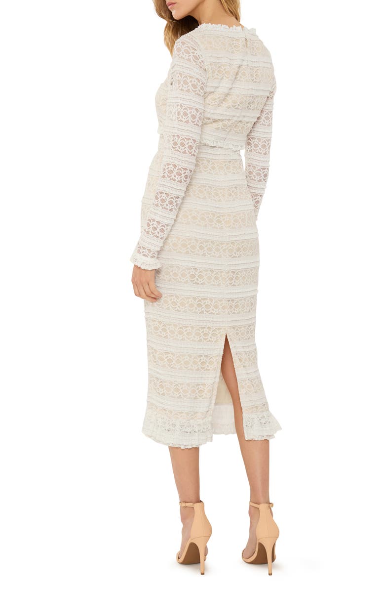 LIKELY Lidia Lace Long Sleeve Sheath Dress, Alternate, color, White