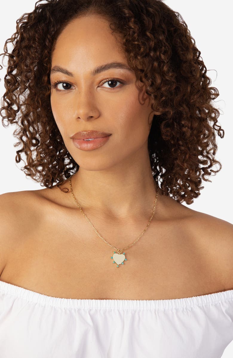 ATHRA LUXE Turquoise Heart Pendant Necklace, Alternate, color, Gold