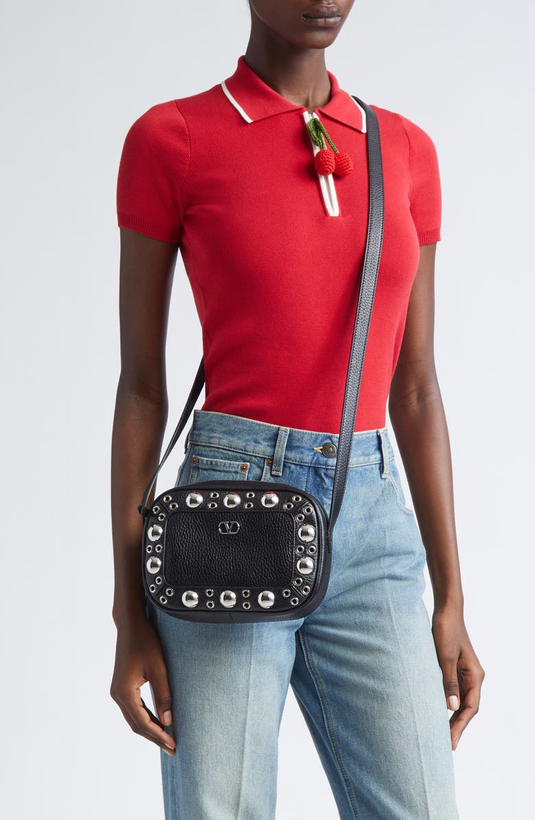 Valentino Garavani Nellcôte Studded Leather Crossbody Bag, Alternate, color,