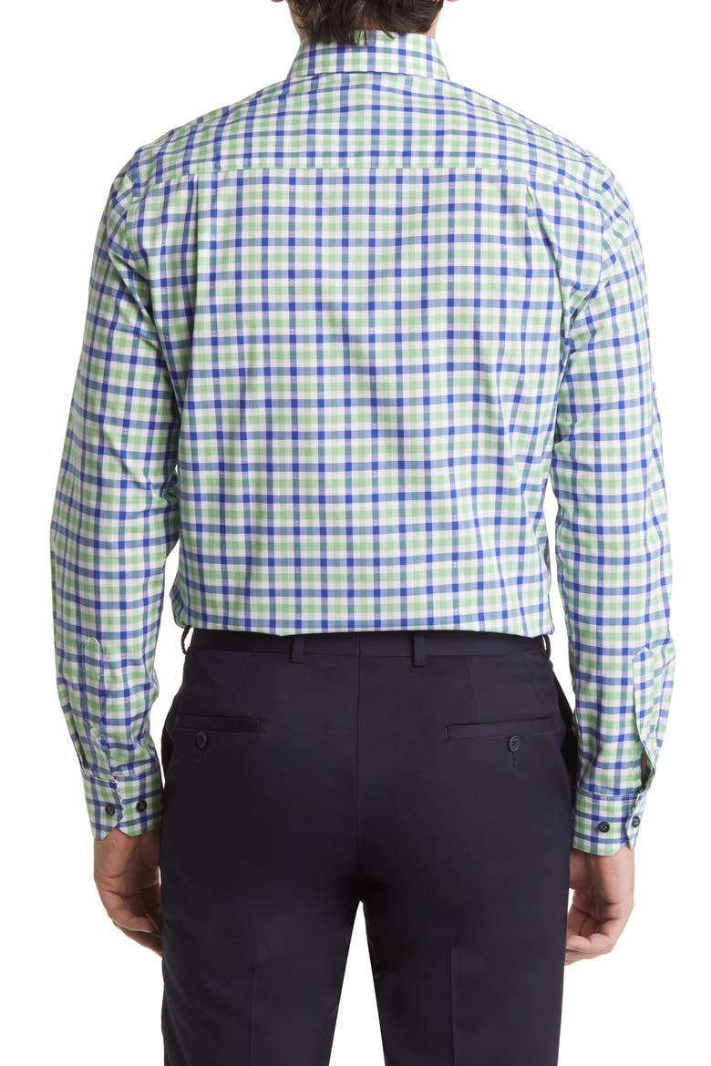 Tailored Fit Gingham Dress Shirt, Alternate, color, GREEN