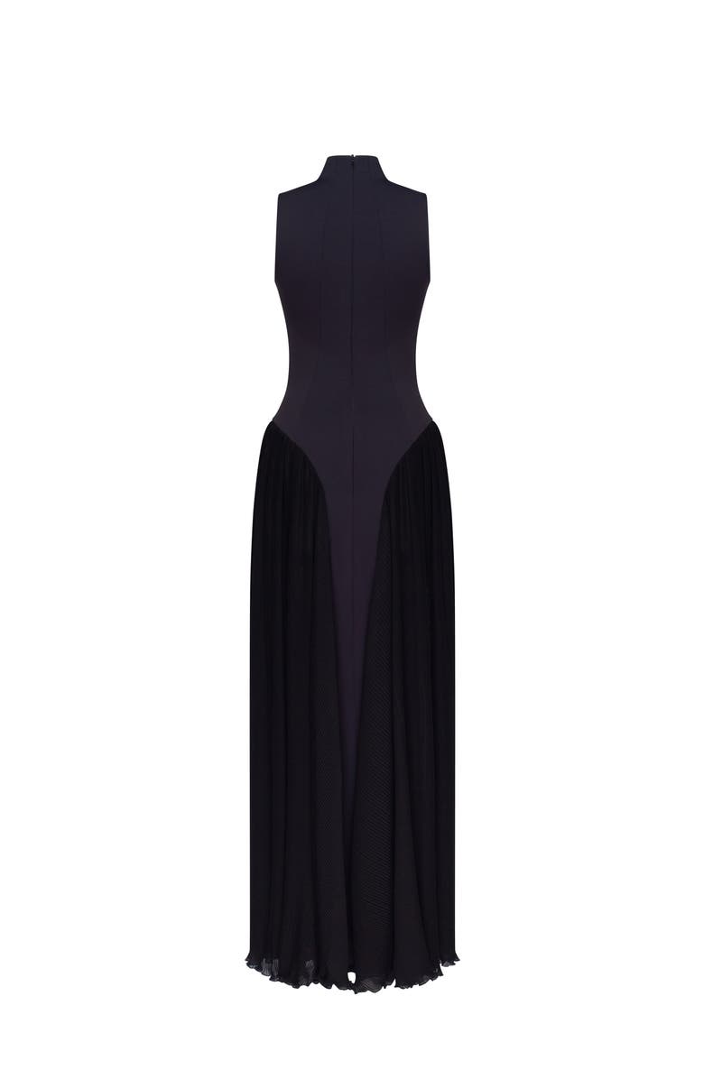 Milla Fitted Mock Neck Formal Maxi Dress in Black, Alternate, color, Black