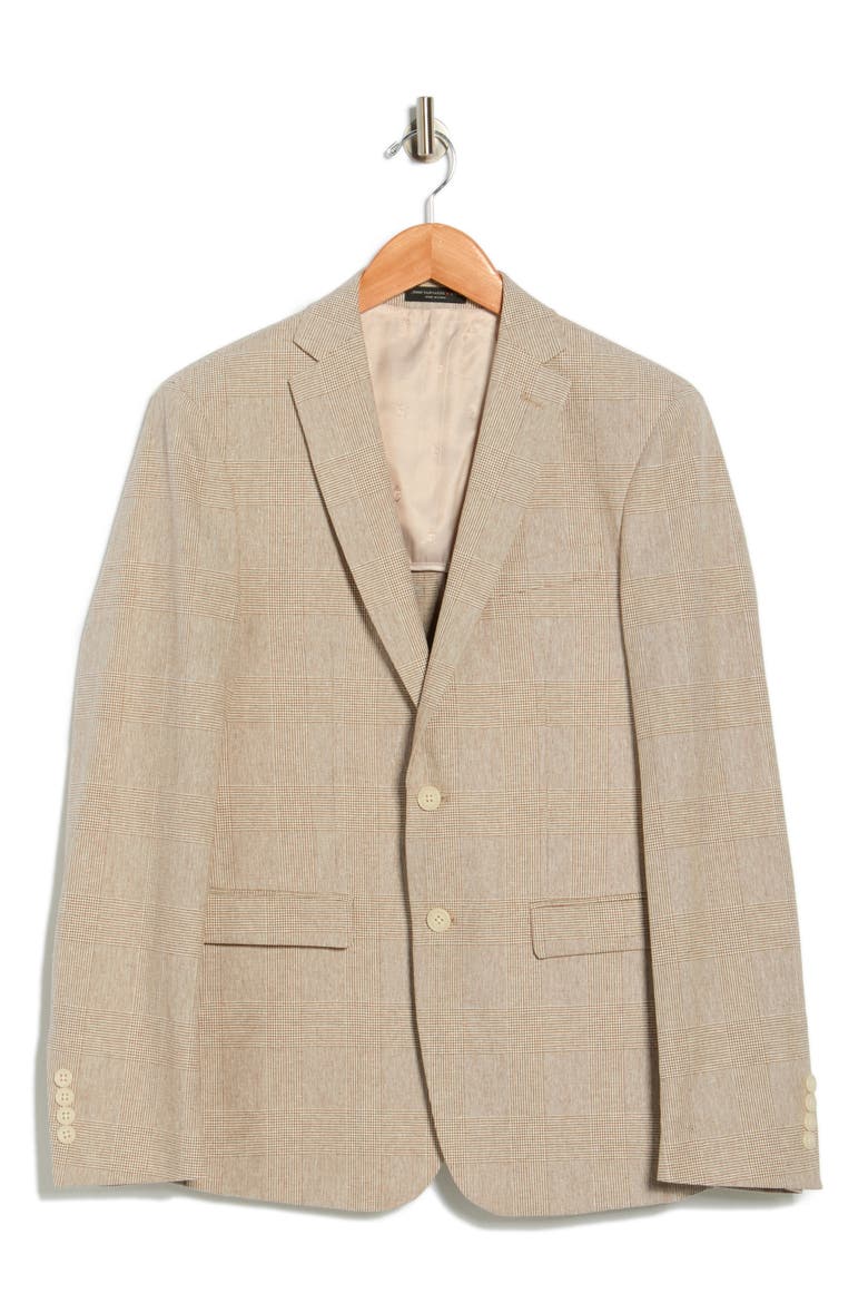 Plaid Linen & Cotton Sport Coat, Alternate, color, BROWN