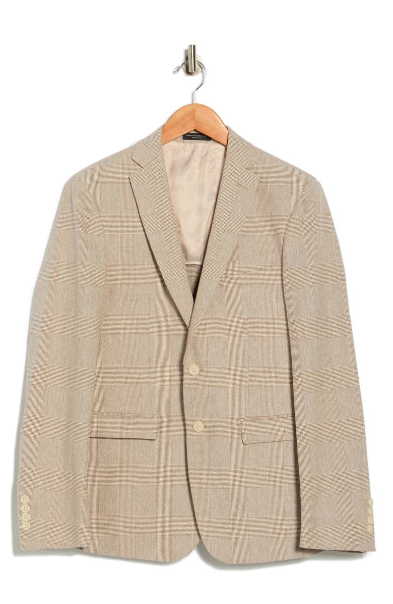 John Varvatos Star USA Plaid Linen & Cotton Sport Coat, Alternate, color, Brown