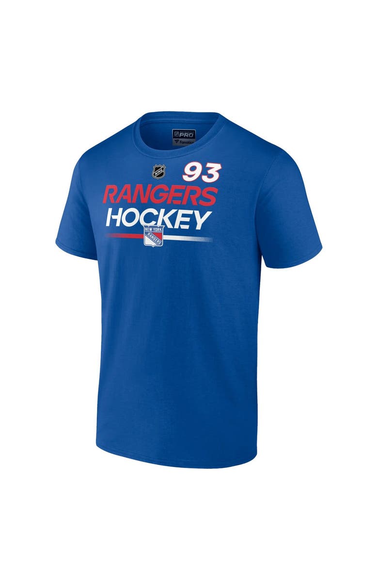 FANATICS Men's Fanatics Branded Mika Zibanejad Blue New York Rangers Authentic Pro Prime Name & Number T-Shirt, Alternate, color, Blue
