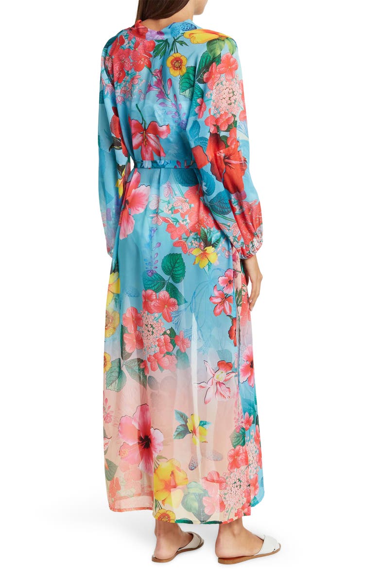 RANEES Floral Long Robe, Alternate, color, Ombre